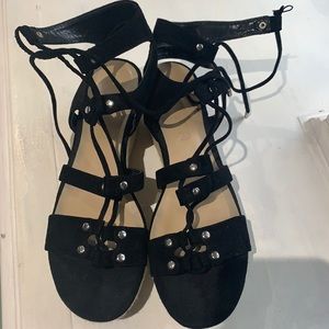 Platform gladiator sandals with studs